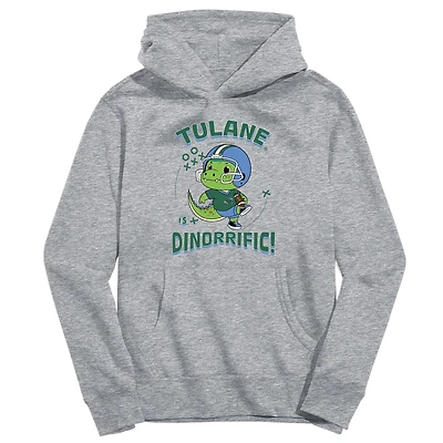 Youth Vive La Fete Gray Tulane Green Wave Dino-Rrific Pullover Hoodie