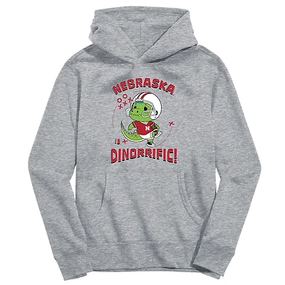 Youth Vive La Fete Gray Nebraska Huskers Dino-Rrific Pullover Hoodie