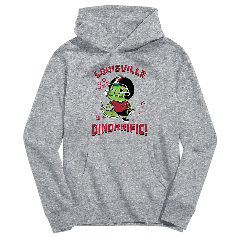 Toddler Vive La Fete Gray Louisville Cardinals Dino-Rrific Pullover Hoodie