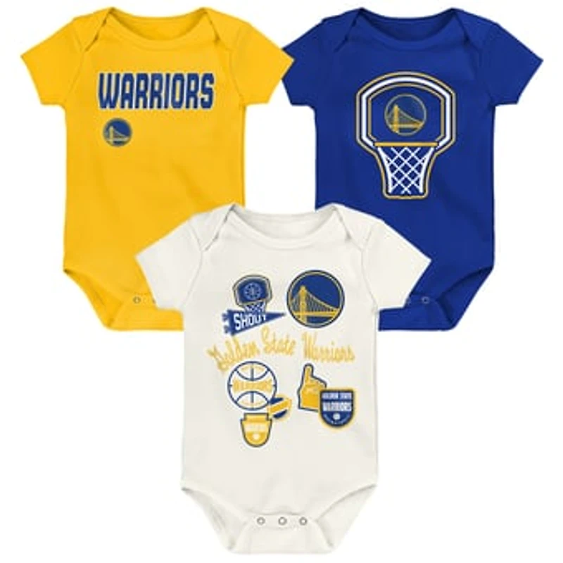 Newborn Outerstuff Golden State Warriors Three-Pack Littlest Player Bodysuit Set