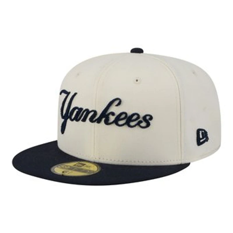 Men's New Era Cream New York Yankees Two-Tone Stitch 59FIFTY Fitted Hat