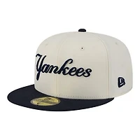 Men's New Era  Cream New York Yankees Two-Tone Stitch 59FIFTY Fitted Hat