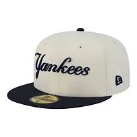 Men's New Era  Cream New York Yankees Two-Tone Stitch 59FIFTY Fitted Hat