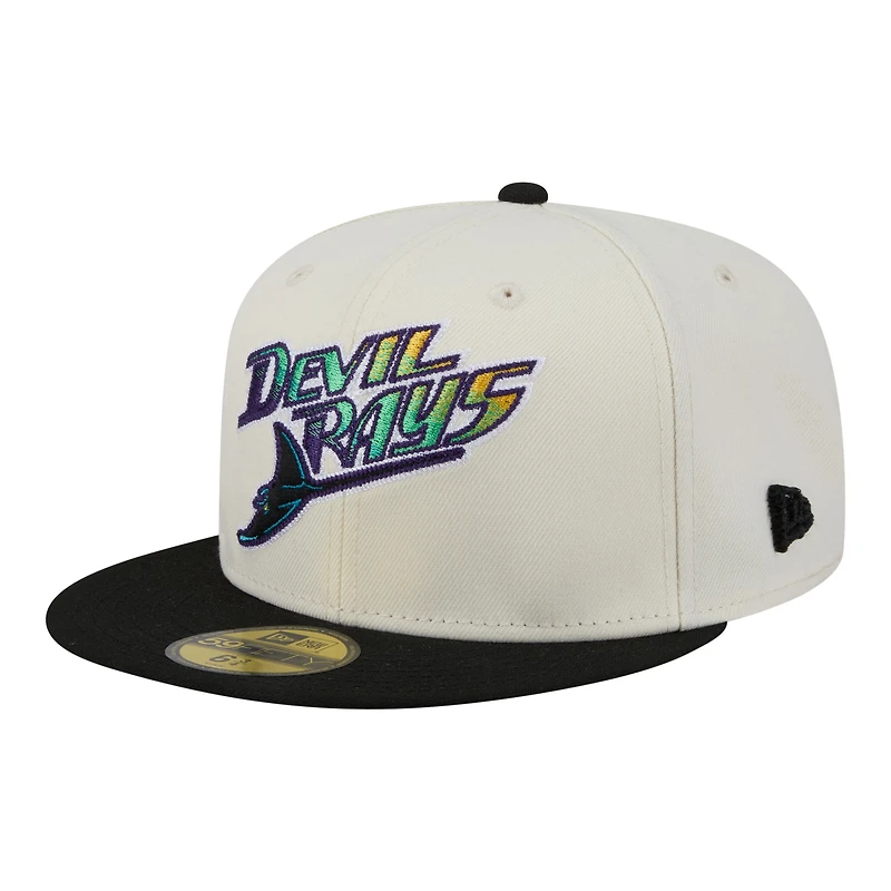 Men's New Era Cream Tampa Bay Rays Two-Tone Stitch 59FIFTY Fitted Hat