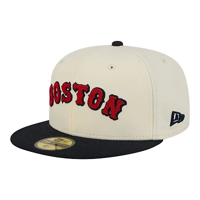 Men's New Era Cream Boston Red Sox Two-Tone Stitch 59FIFTY Fitted Hat