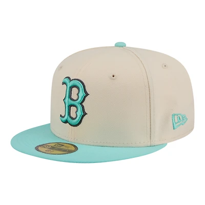 Men's New Era Light Beige/Turquoise Boston Red Sox Two-Tone Color Pack 59FIFTY Fitted Hat