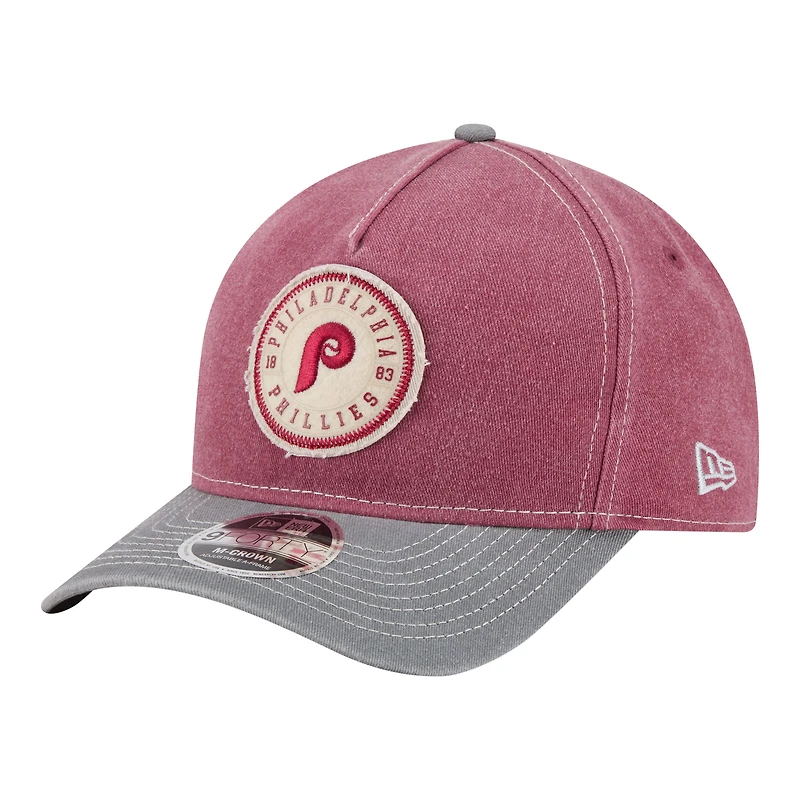 Men's New Era  Burgundy/Gray Philadelphia Phillies Felt M-Crown 9FORTY Adjustable Hat