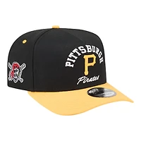 Men's New Era Black/Gold Pittsburgh Pirates Arched A-Frame 9FIFTY Adjustable Hat