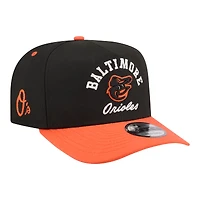 Men's New Era Black/Orange Baltimore Orioles Arched A-Frame 9FIFTY Adjustable Hat