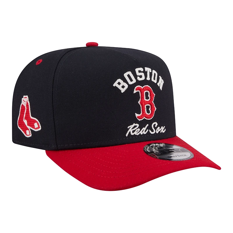 Men's New Era Navy/Red Boston Red Sox Arched A-Frame 9FIFTY Adjustable Hat