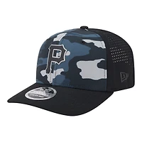 Men's New Era Black Pittsburgh Pirates Tonal Camo 9SEVENTY Stretch-Snap Hat