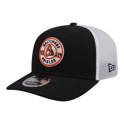 Men's New Era  Black Baltimore Orioles Active 9SEVENTY Adjustable Trucker Hat