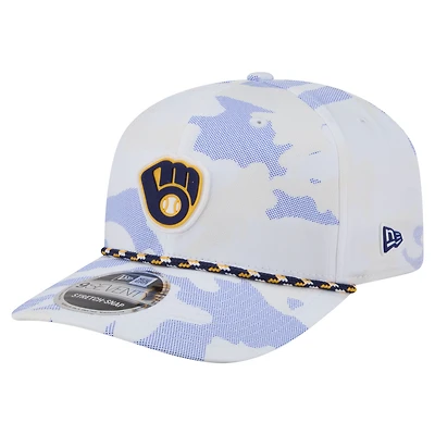 Men's New Era White Milwaukee Brewers Camo Rope 9SEVENTY Adjustable Hat