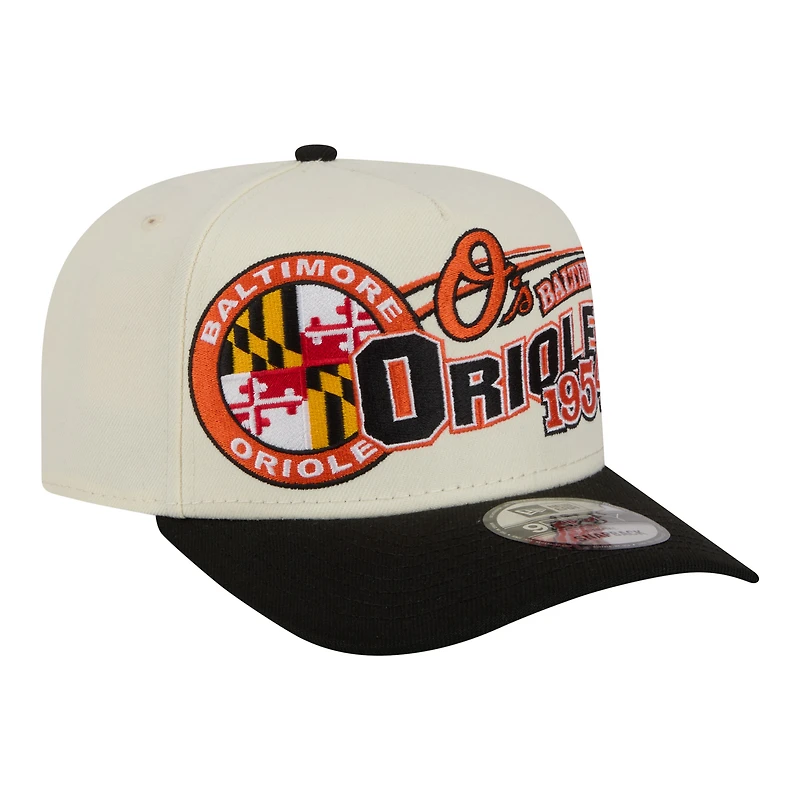 Men's New Era  Cream/Black Baltimore Orioles Classic A-Frame 9FIFTY Snapback Hat