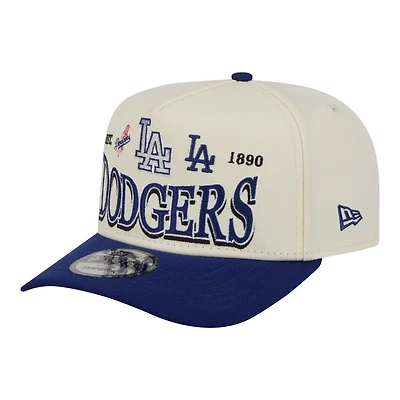 Men's New Era Cream Los Angeles Dodgers Throwback Tri-Hit A-Frame 9FIFTY Adjustable Hat