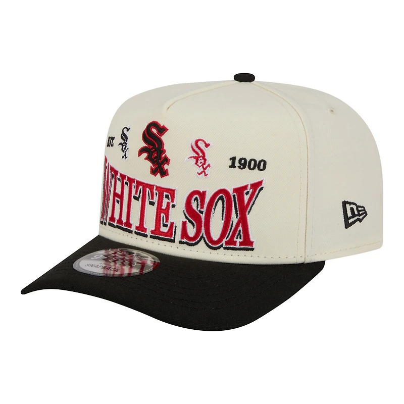 Men's New Era Cream Chicago White Sox Throwback Tri-Hit A-Frame 9FIFTY Adjustable Hat