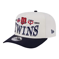 Men's New Era Cream Minnesota Twins Throwback Tri-Hit A-Frame 9FIFTY Adjustable Hat