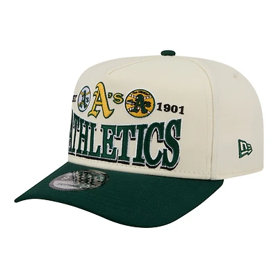 Men's New Era Cream Athletics Throwback Tri-Hit A-Frame 9FIFTY Adjustable Hat