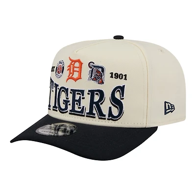 Men's New Era Cream Detroit Tigers Throwback Tri-Hit A-Frame 9FIFTY Adjustable Hat