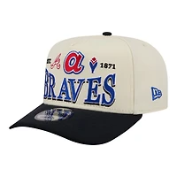 Men's New Era Cream Atlanta Braves Throwback Tri-Hit A-Frame 9FIFTY Adjustable Hat