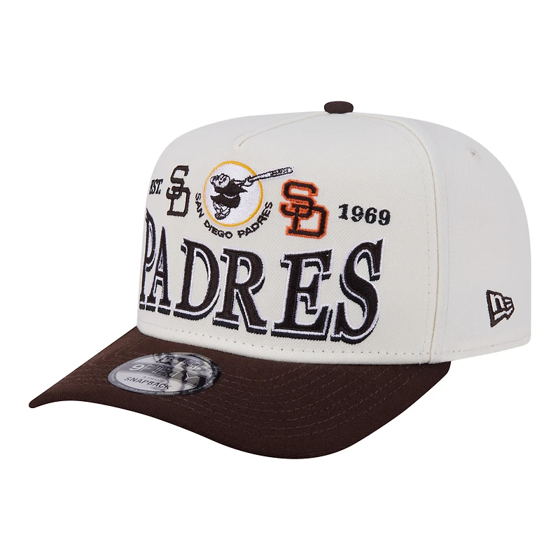 Men's New Era Cream San Diego Padres Throwback Tri-Hit A-Frame 9FIFTY Adjustable Hat