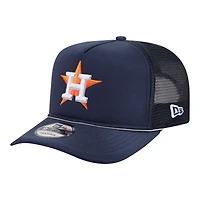 Men's New Era  Navy Houston Astros Worn A-Frame 9FIFTY Trucker Snapback Hat