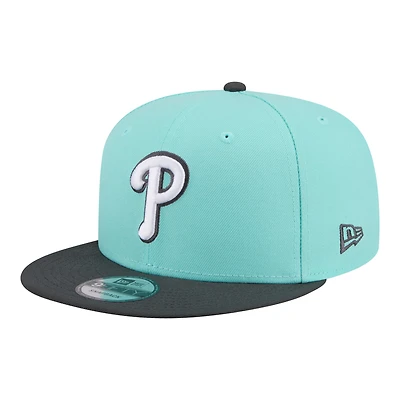 Men's New Era Turquoise/Charcoal Philadelphia Phillies Two-Tone Color Pack 9FIFTY Snapback Hat
