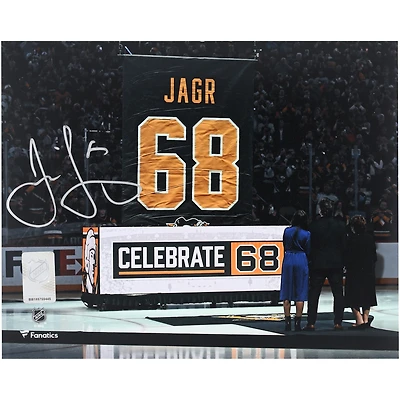 Jaromir Jagr Pittsburgh Penguins Autographed 8" x 10" Jersey Retirement Ceremony Photograph