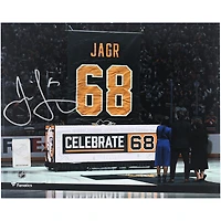 Jaromir Jagr Pittsburgh Penguins Autographed 8" x 10" Jersey Retirement Ceremony Photograph