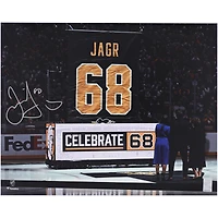 Jaromir Jagr Pittsburgh Penguins Autographed 16" x 20" Jersey Retirement Ceremony Photograph