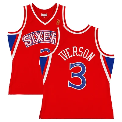 Allen Iverson Philadelphia 76ers Autographed Red Mitchell & Ness 1996-97 Swingman Jersey