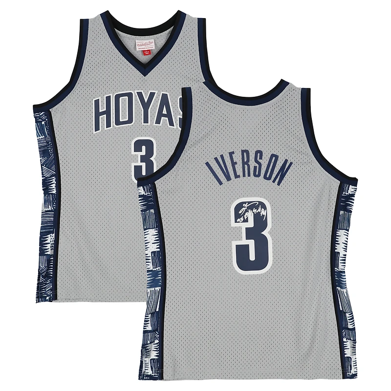 Allen Iverson Georgetown Hoyas Autographed Gray Mitchell & Ness 1995-96 Swingman Jersey with "95 Big East ROY" Inscription