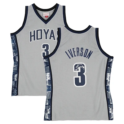 Allen Iverson Georgetown Hoyas Autographed Gray Mitchell & Ness 1995-96 Swingman Jersey with "95 Big East ROY" Inscription