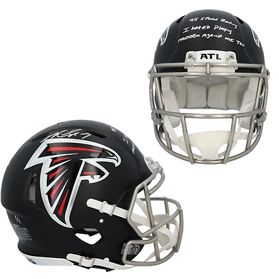 One of One: Michael Vick Atlanta Falcons Autographed Riddell Authentic Helmet with Multiple Inscriptions