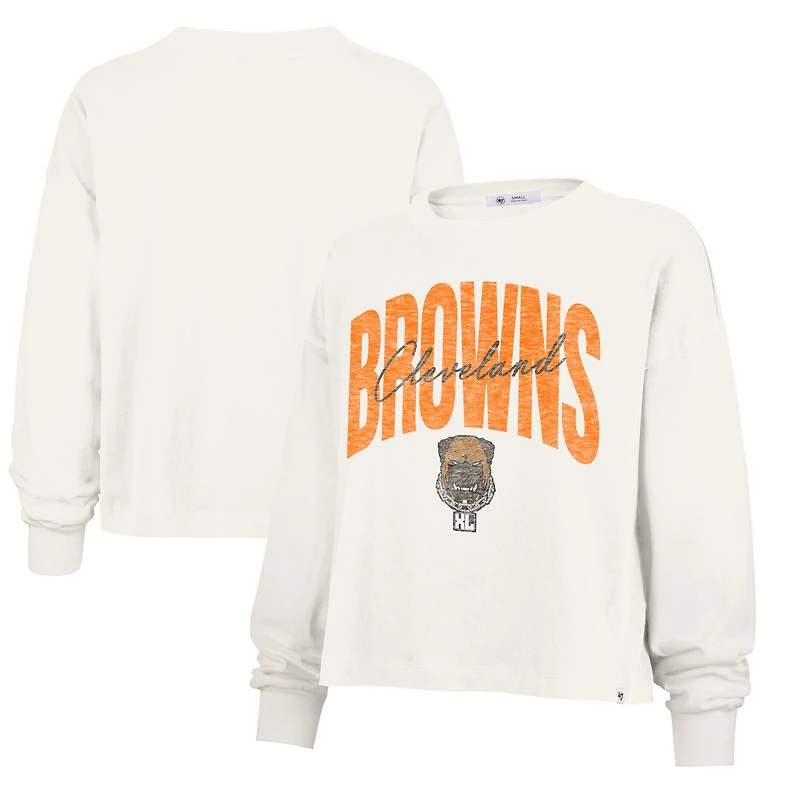 Women's '47 Cream Cleveland Browns Dawg Pound XL Muse Sydney Long Sleeve T-Shirt