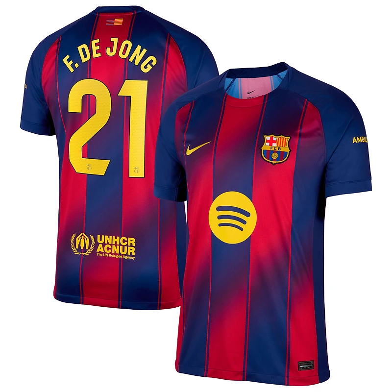 Men's Nike Frenkie de Jong Navy Barcelona 2025/26 Home Replica Jersey