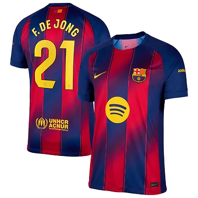 Men's Nike Frenkie de Jong Navy Barcelona 2025/26 Home Replica Jersey