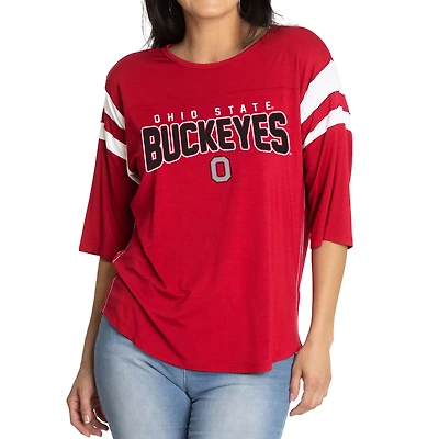 Women's  Scarlet Ohio State Buckeyes Relaxed Abigail Half-Sleeve T-Shirt