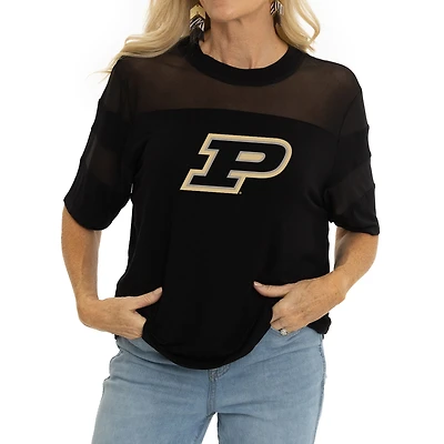 Women's Black Purdue Boilermakers Relaxed Avery Power Mesh Fashion Jersey