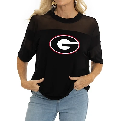 Women's Black Georgia Bulldogs Relaxed Avery Power Mesh Fashion Jersey