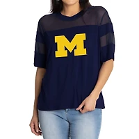 Women's Navy Michigan Wolverines Relaxed Avery Power Mesh Fashion Jersey