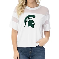 Women's White Michigan State Spartans Relaxed Avery Power Mesh Fashion Jersey