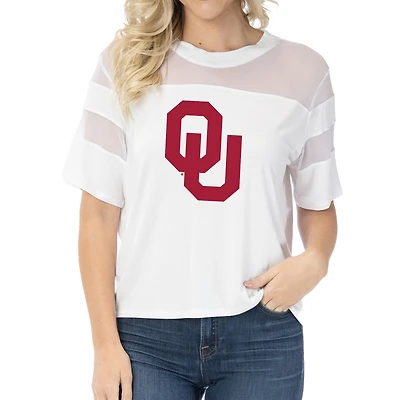 Women's White Oklahoma Sooners Relaxed Avery Power Mesh Fashion Jersey