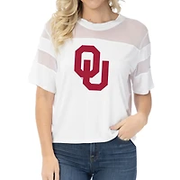 Women's White Oklahoma Sooners Relaxed Avery Power Mesh Fashion Jersey