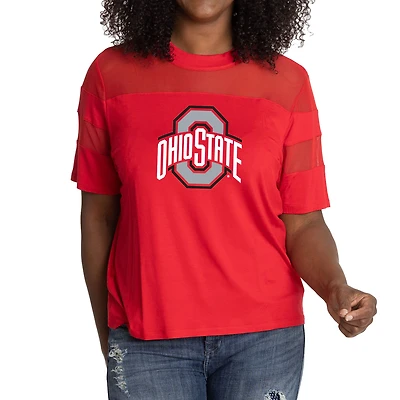 Women's Scarlet Ohio State Buckeyes Relaxed Avery Power Mesh Fashion Jersey