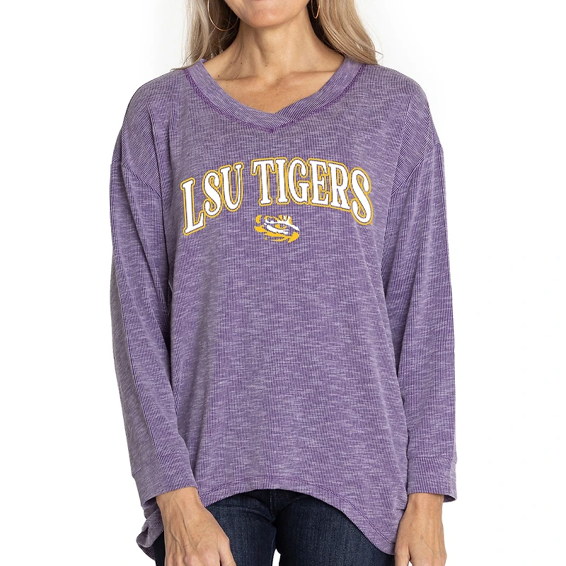 Women's Purple LSU Tigers Oversized Bailey Long Sleeve V-Neck Tri-Blend Tunic