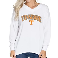 Women's White Tennessee Volunteers Oversized Bailey Long Sleeve V-Neck Tri-Blend Tunic