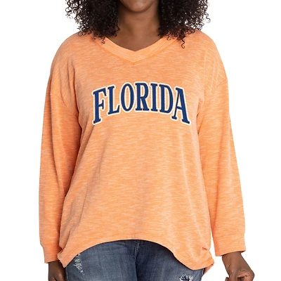 Women's Orange Florida Gators Oversized Bailey Long Sleeve V-Neck Tri-Blend Tunic