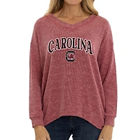 Women's Garnet South Carolina Gamecocks Oversized Bailey Long Sleeve V-Neck Tri-Blend Tunic