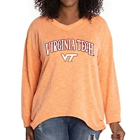 Women's Orange Virginia Tech Hokies Oversized Bailey Long Sleeve V-Neck Tri-Blend Tunic